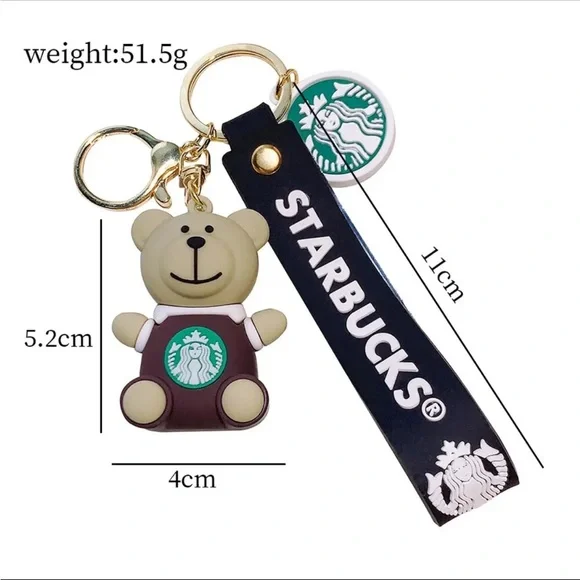 Starbucks Bear Cup Keyrings Chain Soft Silicone Keychain Wristband Strap Bag Key - Picture 5 of 5